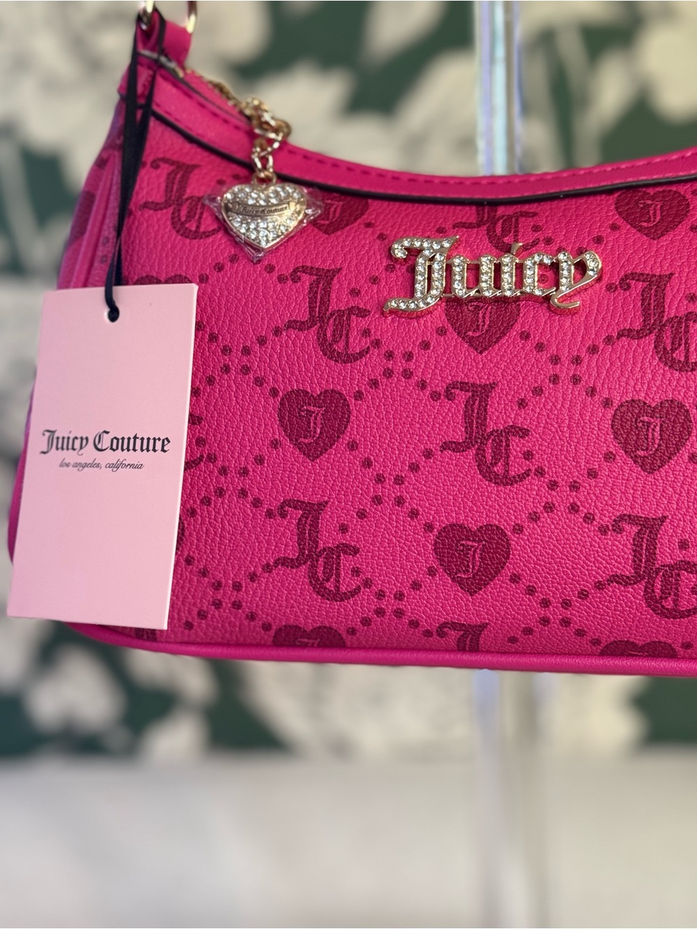 Juicy Couture Hot Pink Logo Heart Shoulder Bag - Picture 2 of 7